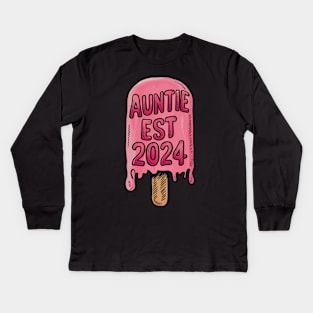 Promoted to Great Auntie Est 2024, Gift for Aunt Kids Long Sleeve T-Shirt